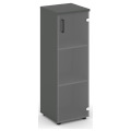 Офисный шкаф средний узкий левый / правый (1 средний фасад стекло, задняя стенка ЛДСП)