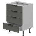 Шкаф кухонный напольный (4 ящика) фасады рамочные, МДФ в плёнке.