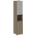 Офисный шкаф узкий комбинир. со стеклом + открытая полка, Л/ПР